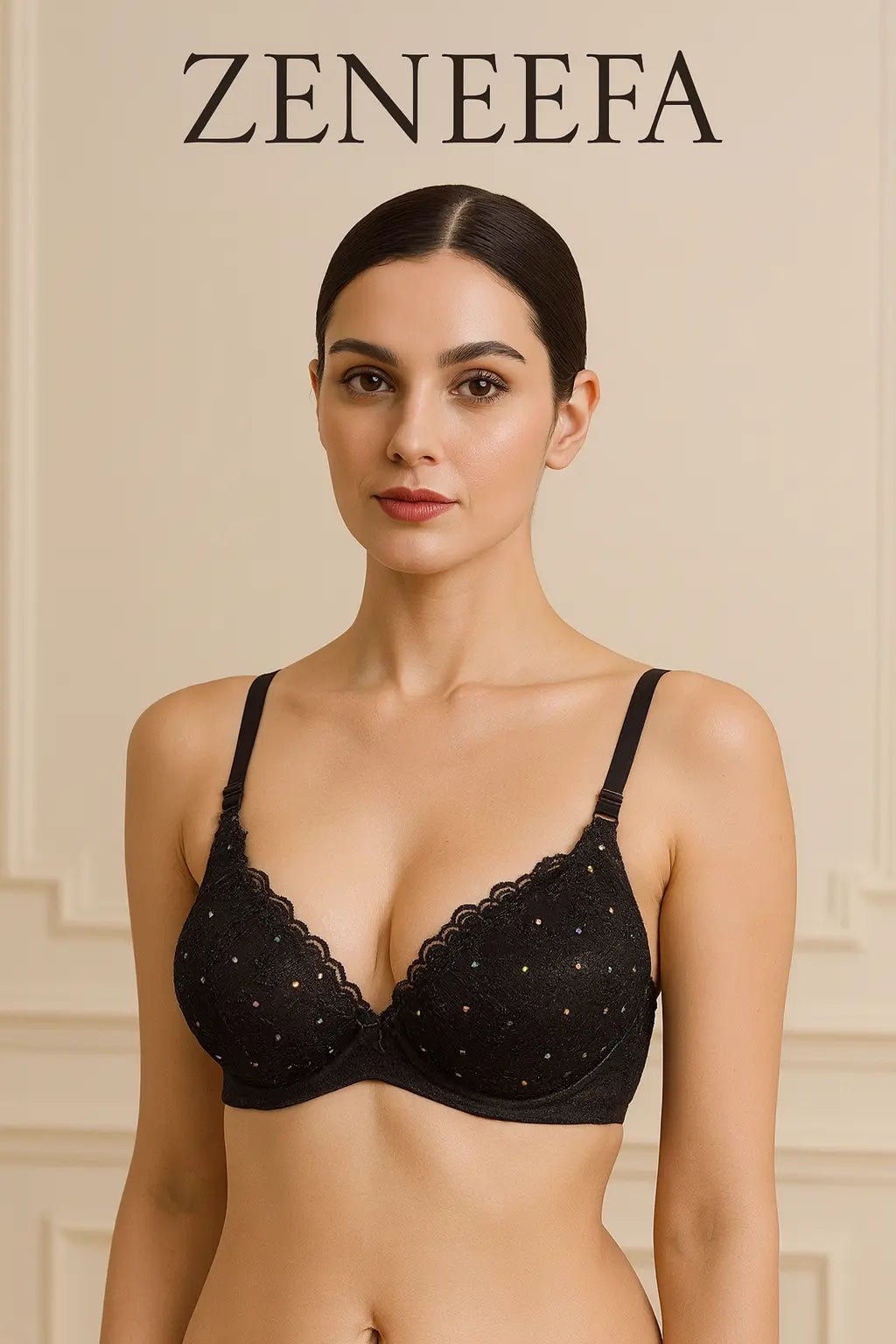 Zeneefa Premium Floral Lace Support Bra – Elegant Daily Lift & Comfort