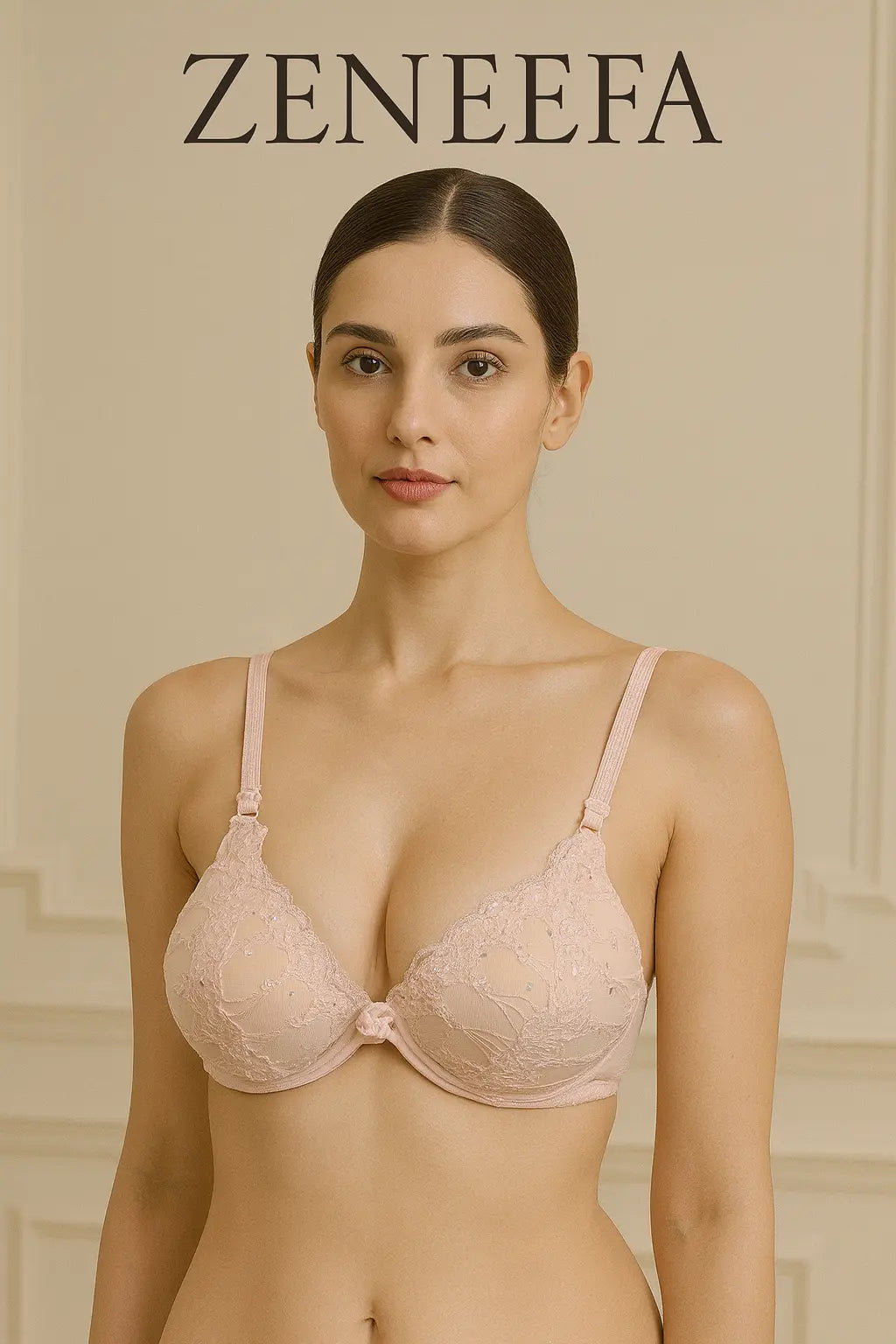 Zeneefa Premium Floral Lace Support Bra – Elegant Daily Lift & Comfort