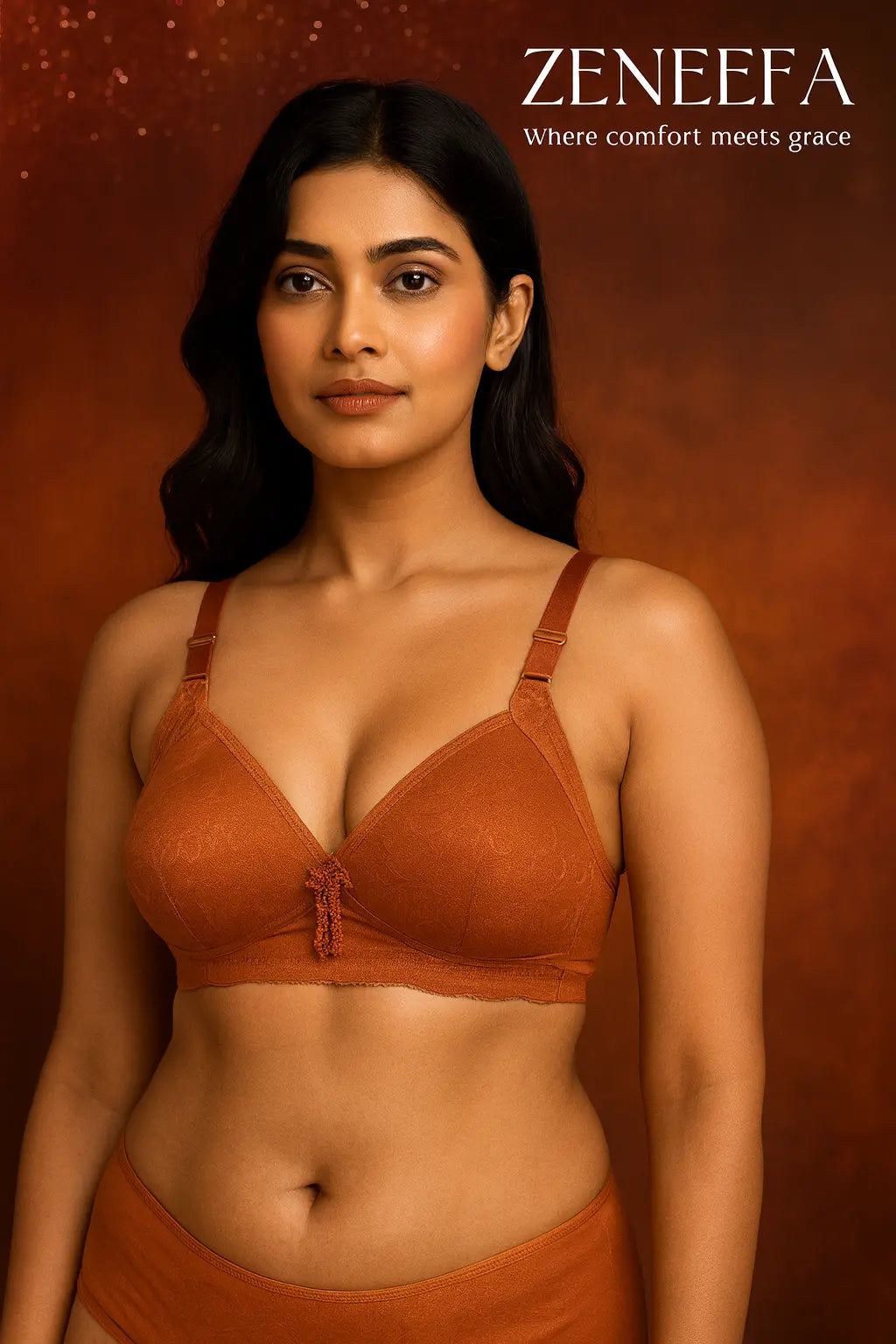 Zeneefa Soft Jacquard Comfort Bra – Full Support & Smooth Daily Fit