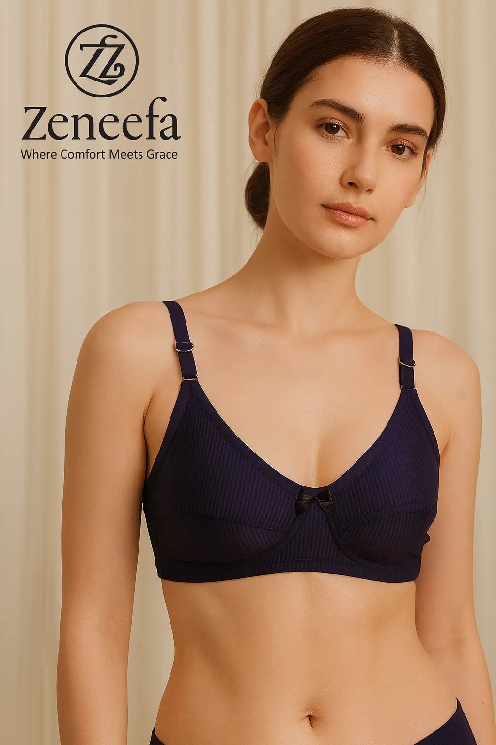 Zeneefa Soft Rib Comfort Bra for Women – Wire-Free Everyday Elegance | Where Comfort Meets Grace