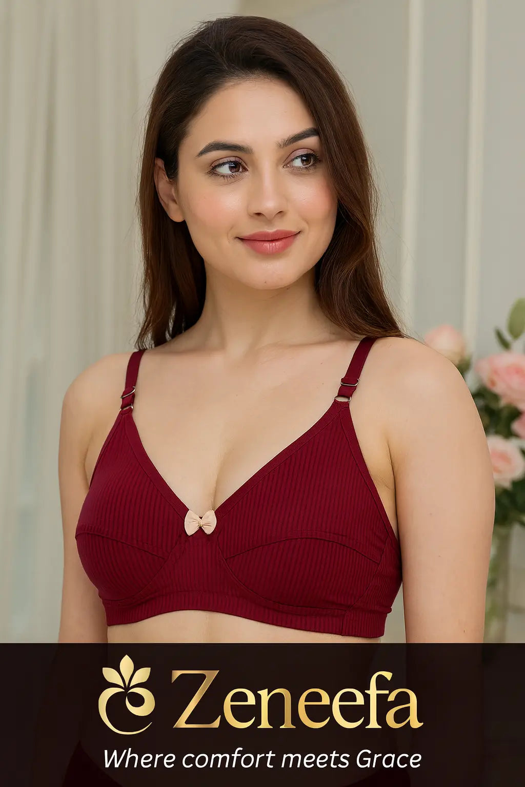 Zeneefa Soft Rib Comfort Bra for Women – Wire-Free Everyday Elegance | Where Comfort Meets Grace