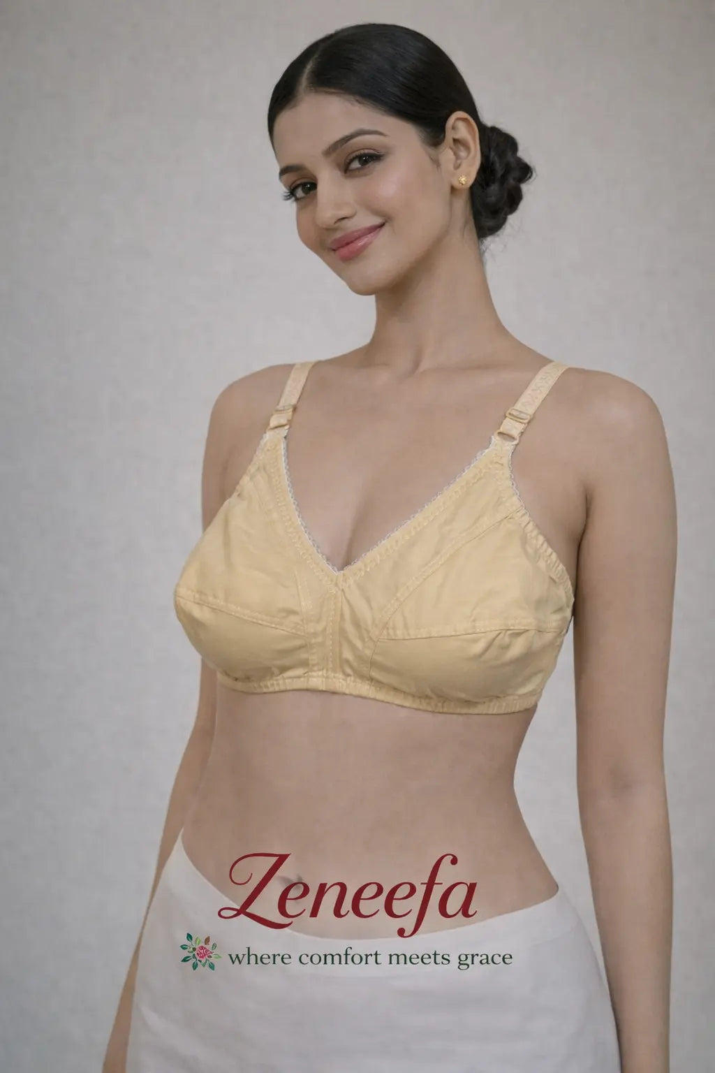 Zeneefa Full Coverage Cotton Bra – All-Day Comfort Support | B Cup