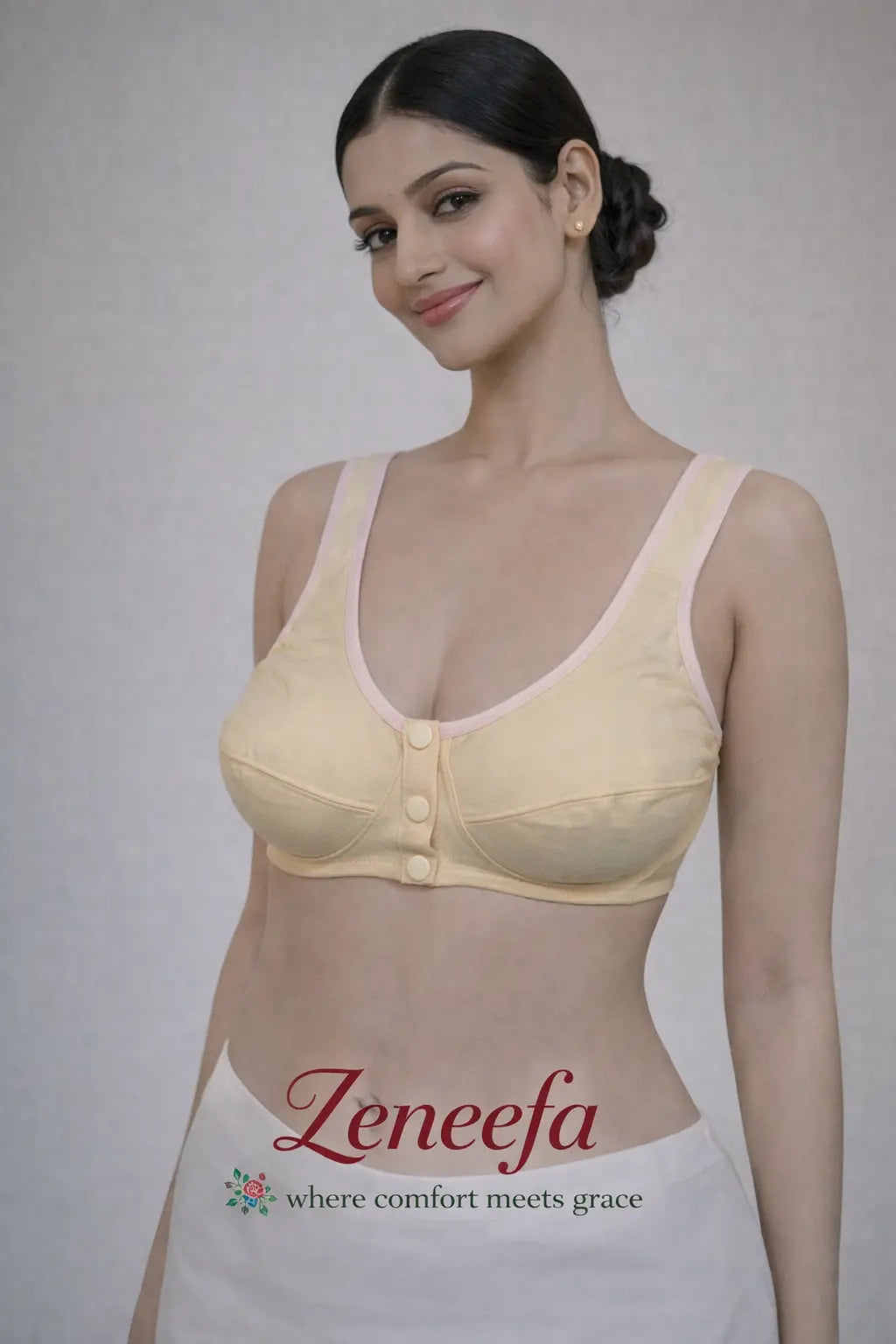 Zeneefa Front Open Cotton Bra – Easy Wear Comfort | B Cup