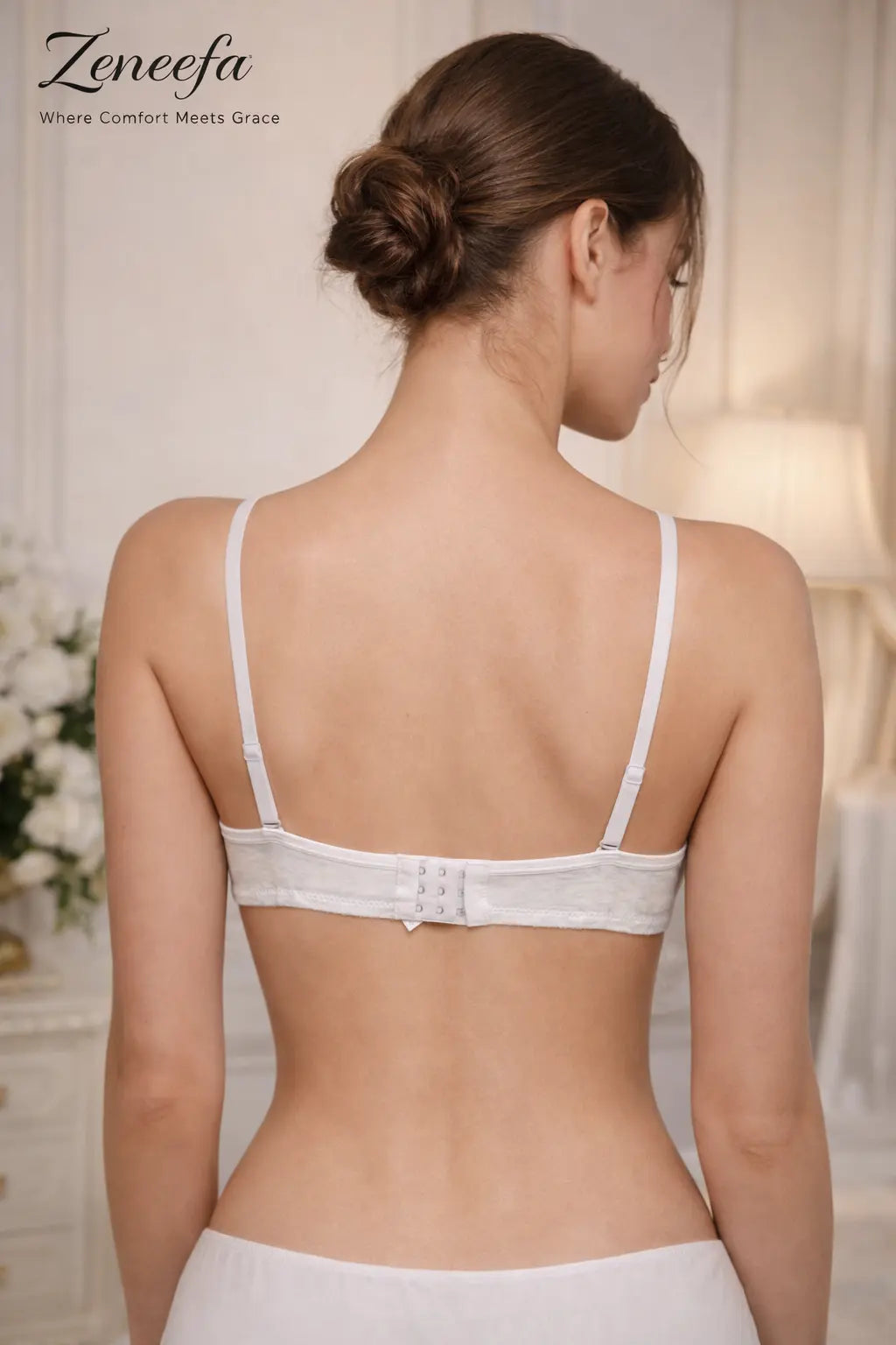 Zeneefa Cotton Half Cup Bra | B Cup |  Soft Ring Comfort