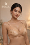 Zeneefa Cotton Net Non-Padded Bra for Women | C-Cup Natural Support – Where Comfort Meets Grace