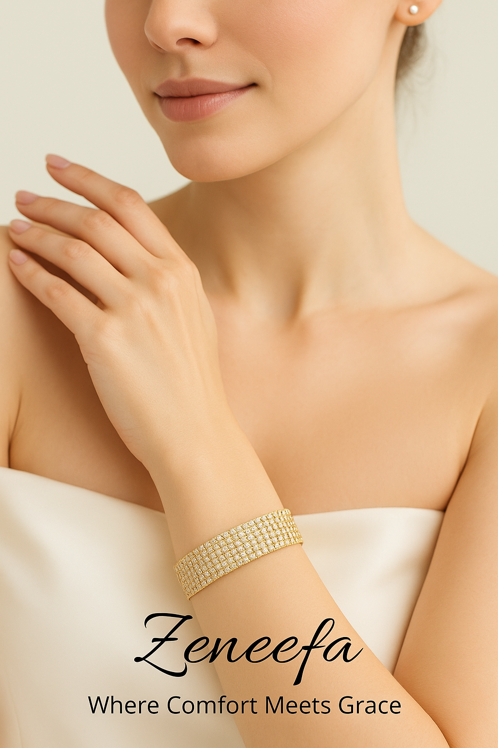 Zeneefa Luxury Crystal Mesh Bracelet – Elegant Women’s Fashion Jewellery