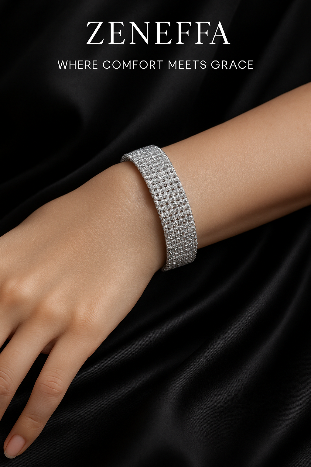 Zeneefa Luxury Crystal Mesh Bracelet – Elegant Women’s Fashion Jewellery