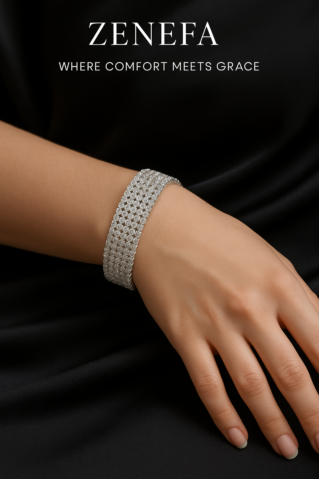 Zeneefa Luxury Crystal Mesh Bracelet – Elegant Women’s Fashion Jewellery