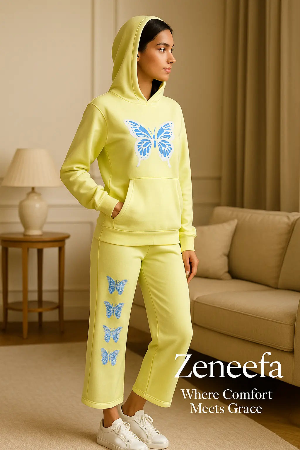 Women’s Butterfly Hoodie Set – Two-Piece Outfit | Zeneefa