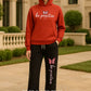 Women’s “Be Positive” Hoodie Set – Red & Black Two-Piece Outfit | Zeneefa