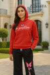 Women’s “Be Positive” Hoodie Set – Red & Black Two-Piece Outfit | Zeneefa
