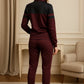 Women’s Maroon & Black Zip-Up-Removable Cap Tracksuit Set – Two-Piece Co-ord | Zeneefa