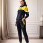 Women’s Black & Yellow Colour-Block Tracksuit Set – Zip-Up- Removable Cap Two-Piece Co-ord | Zeneefa
