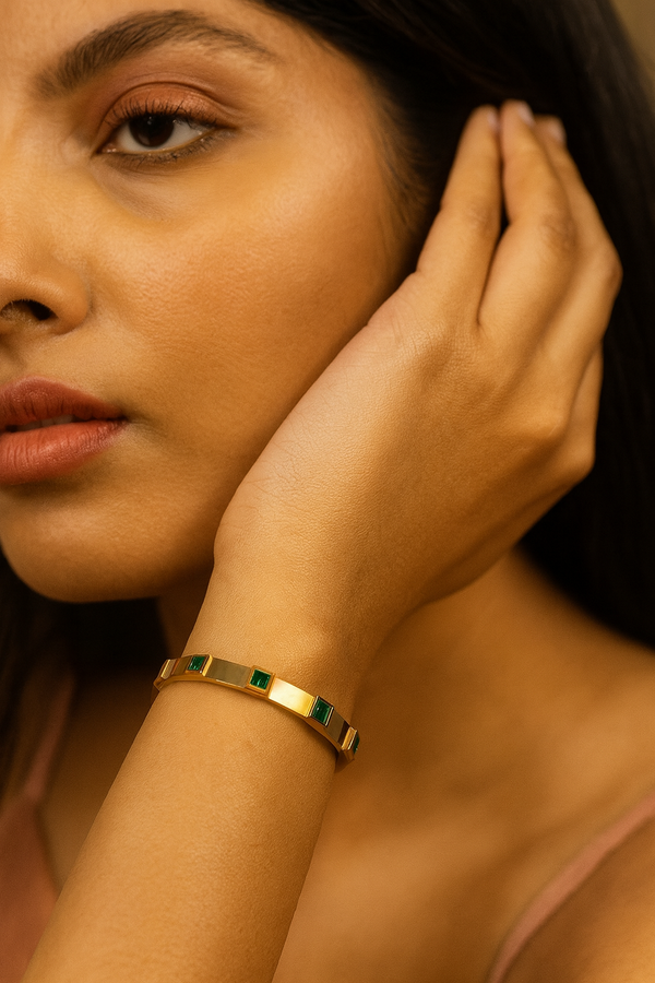 Zeneefa Modern Emerald Tile Bracelet