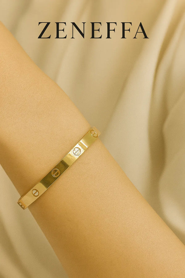 Zeneefa Classic Screw-Detail Bangle – Premium Minimalist Women’s Luxury Jewelry