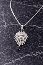 Zeneefa Crystal Tassel Pendant Necklace for Women | Elegant Silver Statement Jewelry