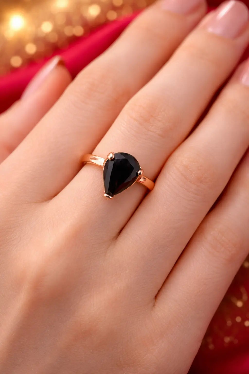 Zeneefa Ruby Red Teardrop Crystal Necklace Set for Women | Elegant Gold-Tone Jewelry