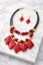Zeneefa Statement Beaded Necklace Set for Women | Bold Crystal & Gold-Tone Jewelry