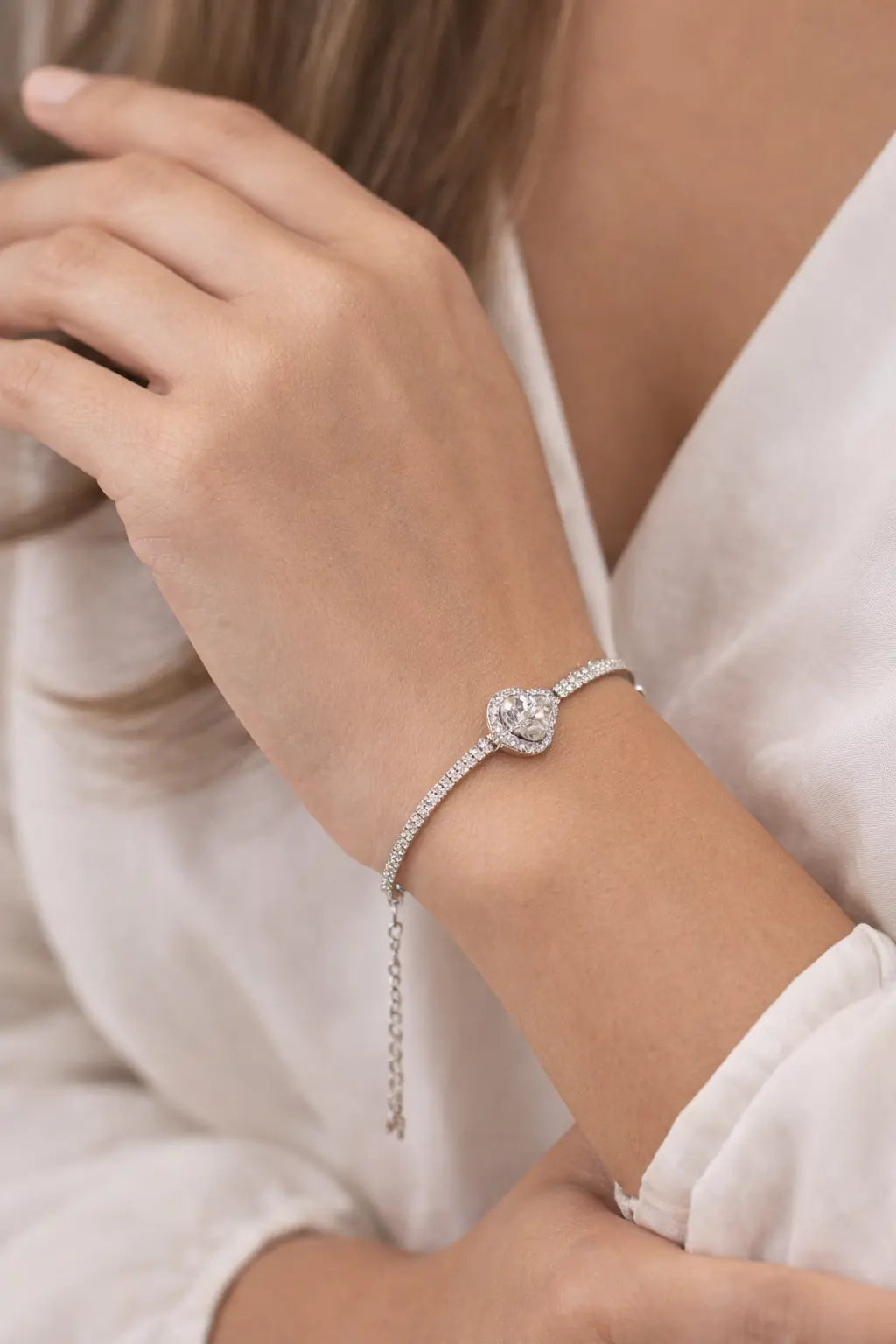 Zeneefa Luxury Heart Crystal Bridal Jewelry Set | Necklace, Earrings & Ring for Women