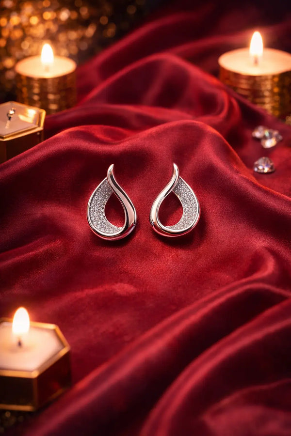 Zeneefa Elegant Teardrop Crystal Stud Earrings for Women | Minimal Luxury Jewelry