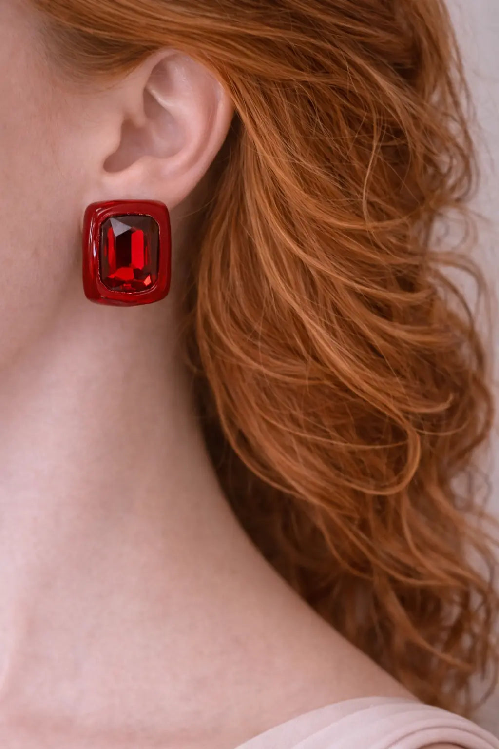 Zeneefa Luxury Rectangular Crystal Stud Earrings – Bold Statement Jewelry for Women