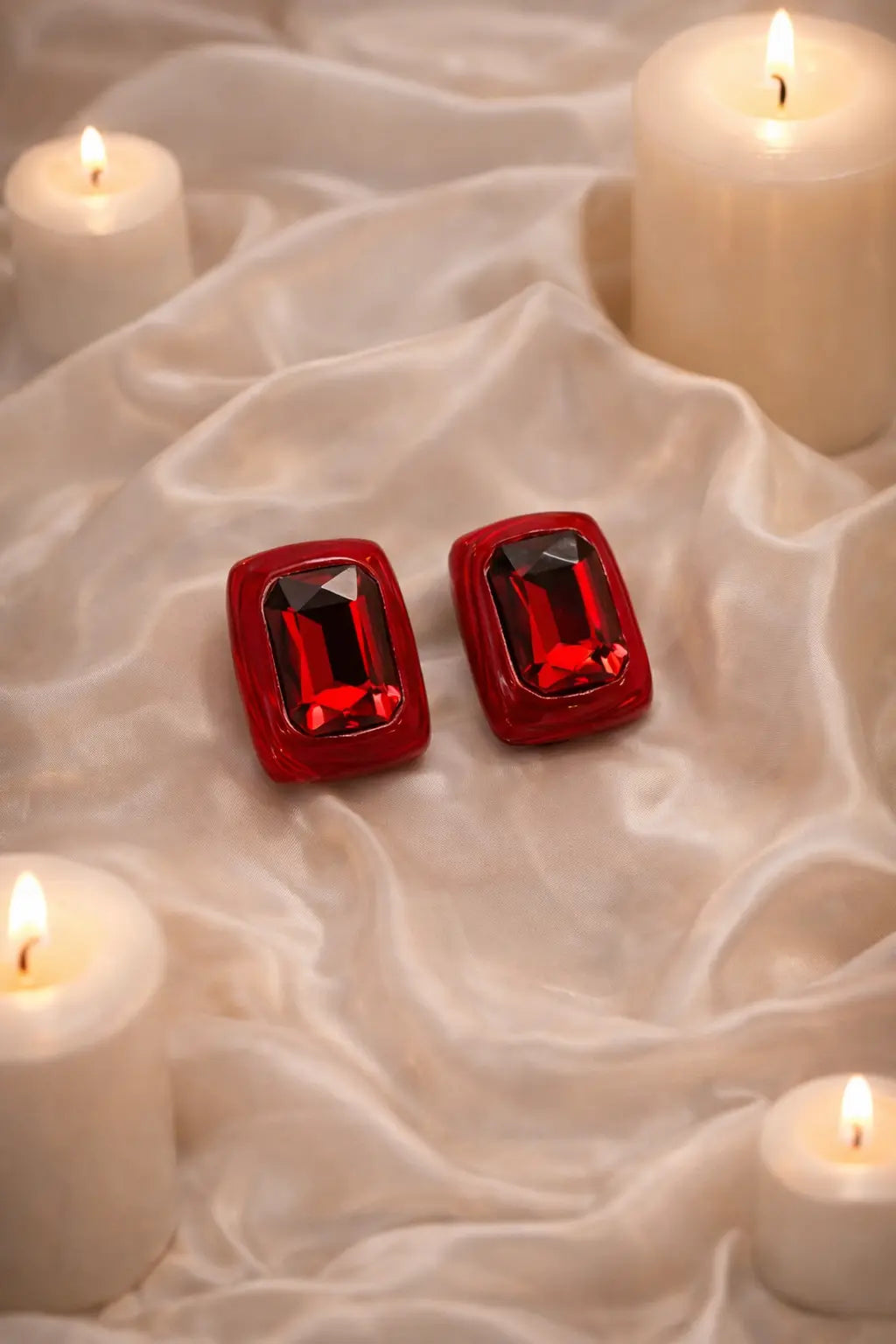 Zeneefa Luxury Rectangular Crystal Stud Earrings – Bold Statement Jewelry for Women