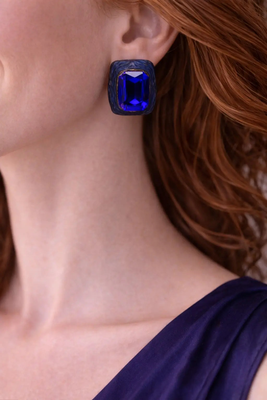 Zeneefa Luxury Rectangular Crystal Stud Earrings – Bold Statement Jewelry for Women