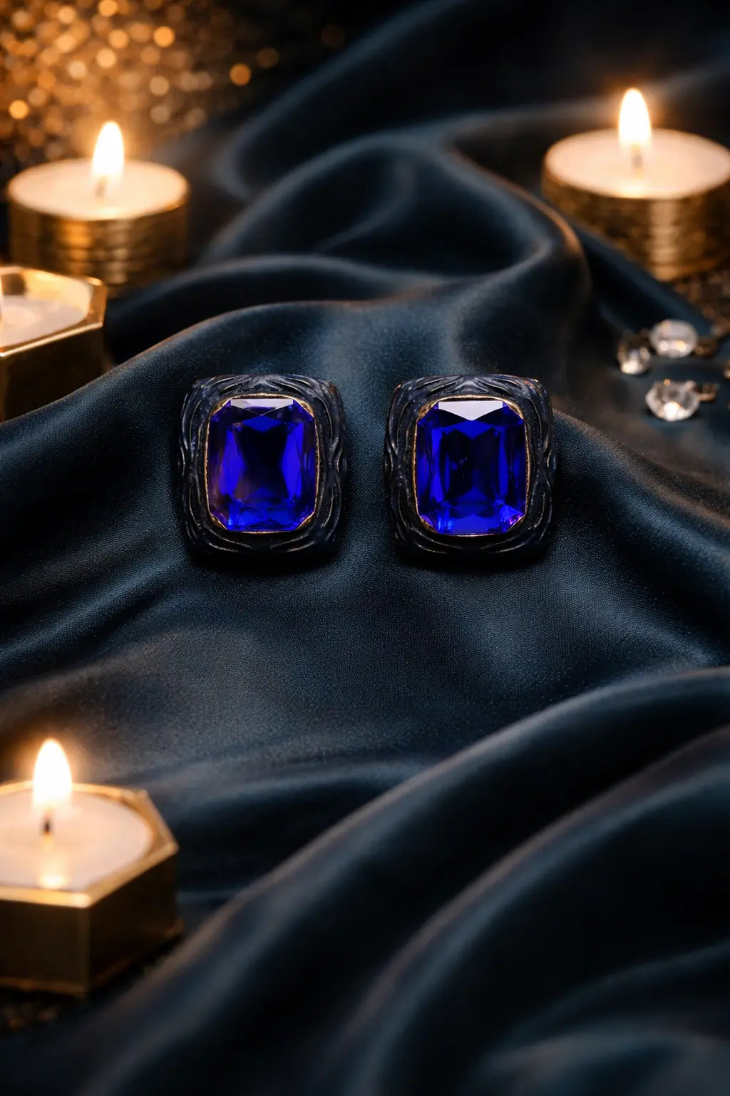 Zeneefa Luxury Rectangular Crystal Stud Earrings – Bold Statement Jewelry for Women