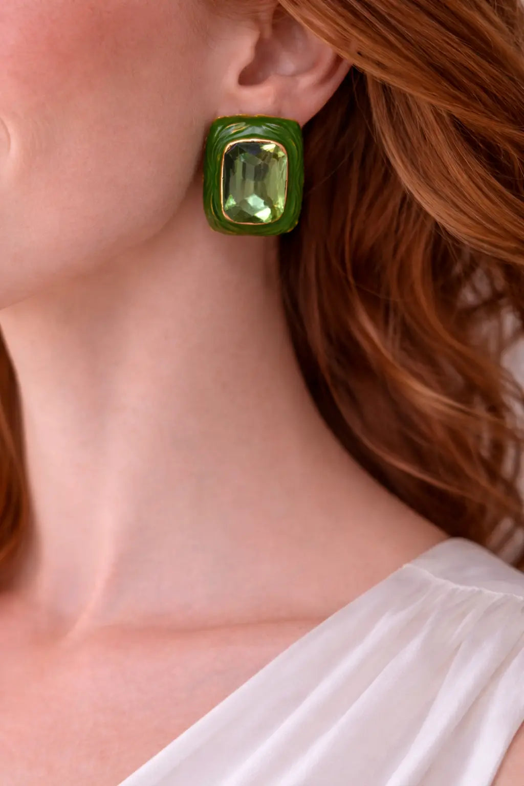 Zeneefa Luxury Rectangular Crystal Stud Earrings – Bold Statement Jewelry for Women