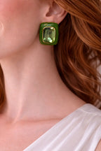 Zeneefa Luxury Rectangular Crystal Stud Earrings – Bold Statement Jewelry for Women