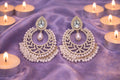Zeneefa Pearl & Crystal Chandbali Earrings – Luxury Bridal & Party Wear Jewelry