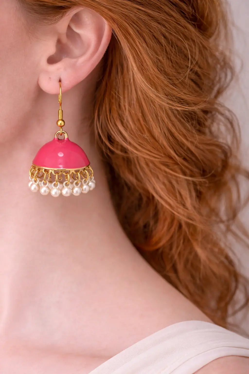 Zeneefa Colorful Pearl Jhumka Earrings – Elegant Festive & Casual Wear Jewelry for Women