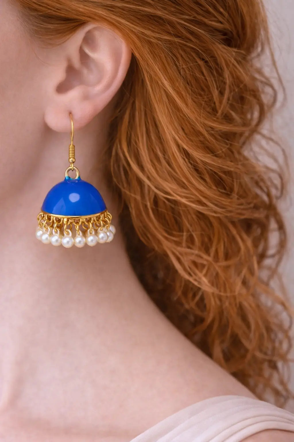 Zeneefa Colorful Pearl Jhumka Earrings – Elegant Festive & Casual Wear Jewelry for Women