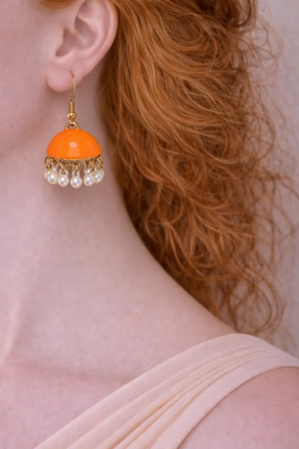 Zeneefa Colorful Pearl Jhumka Earrings – Elegant Festive & Casual Wear Jewelry for Women