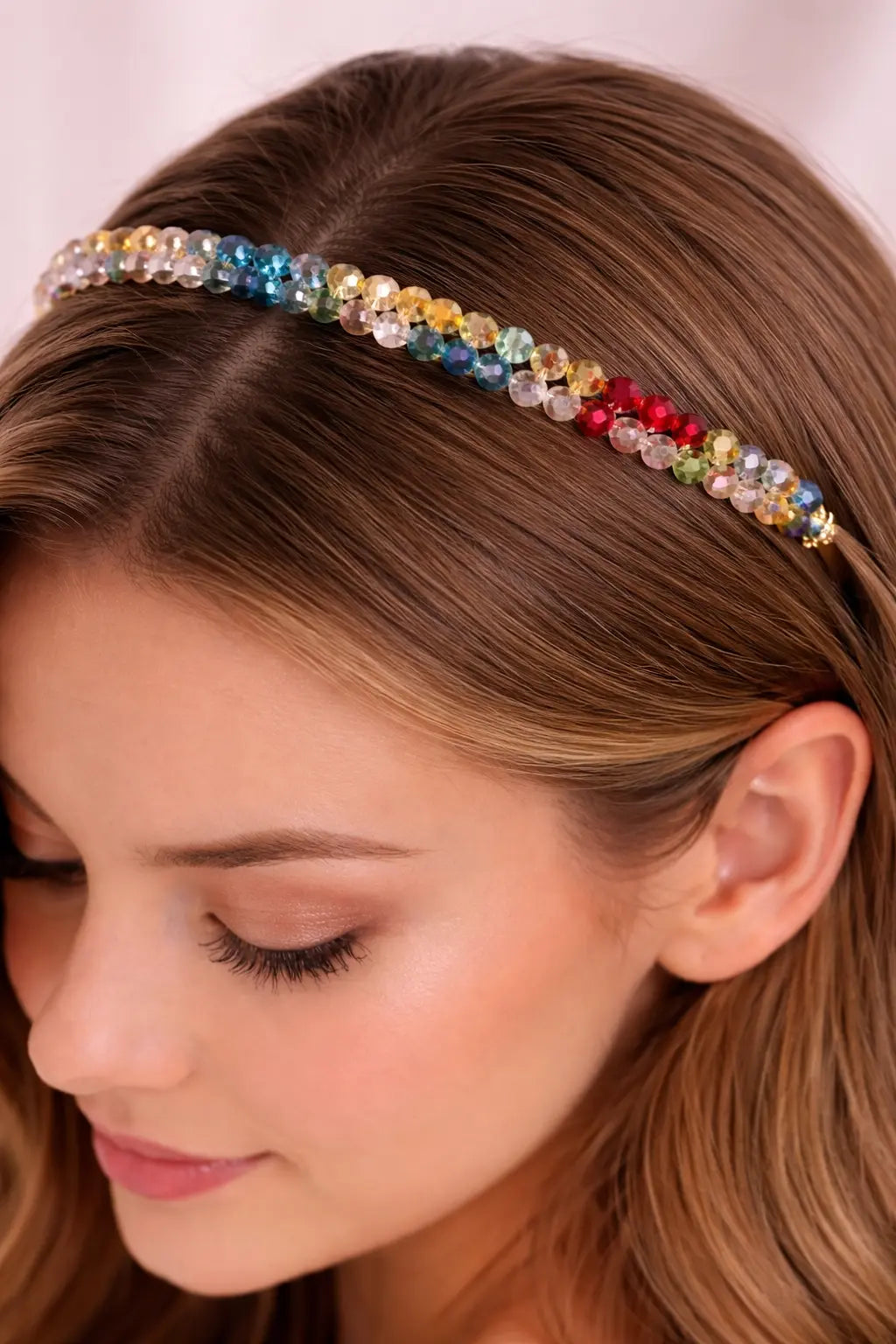 Zeneefa Multicolor Crystal Hair Band for Women – Elegant Party & Festive Headpiece