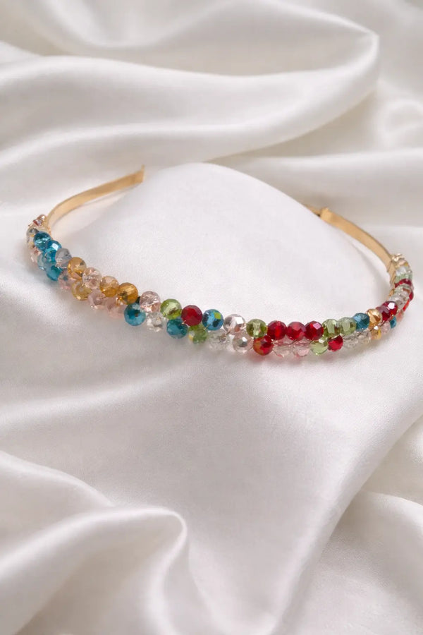 Zeneefa Multicolor Crystal Hair Band for Women – Elegant Party & Festive Headpiece