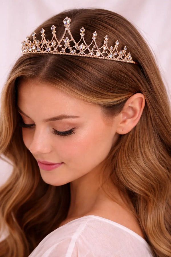Zeneefa Crystal Crown Hair Tiara for Women – Bridal & Party Wear Headpiece