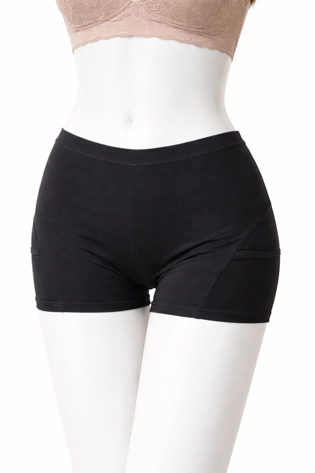 Zeneefa Premium Cotton Women’s Boxer Shorts – Soft Breathable Mid-Waist Comfortable Inner-wear (Skin, Black)