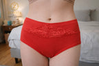 Zeneefa Front Net Cotton High-Waist Boyshort Panty – Breathable Lace Seamless Innerwear