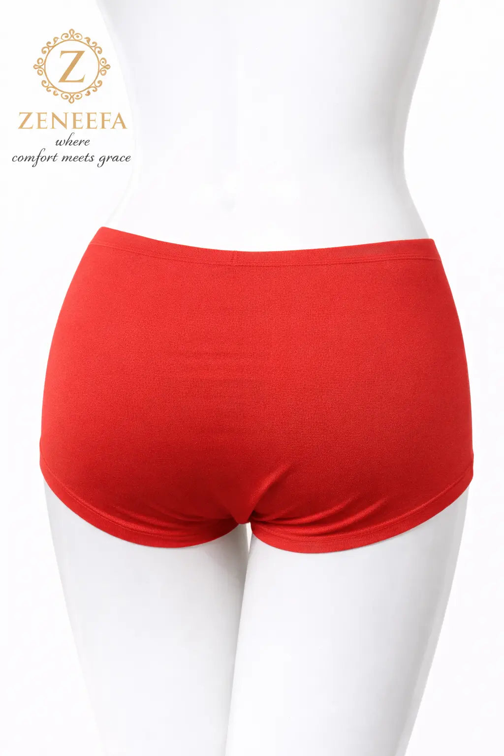 Zeneefa Front Net Cotton High-Waist Boyshort Panty – Breathable Lace Seamless Innerwear