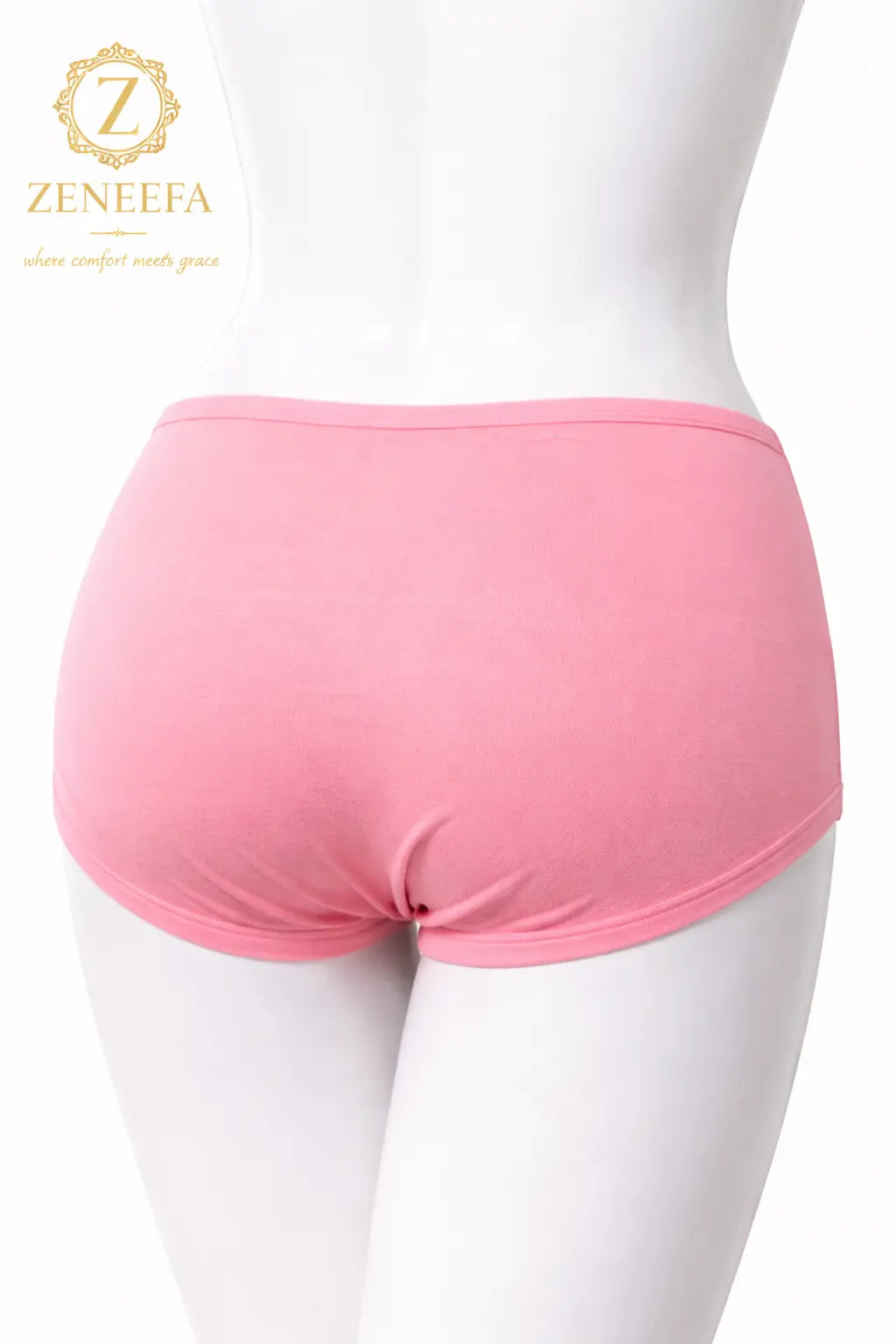 Zeneefa Front Net Cotton High-Waist Boyshort Panty – Breathable Lace Seamless Innerwear