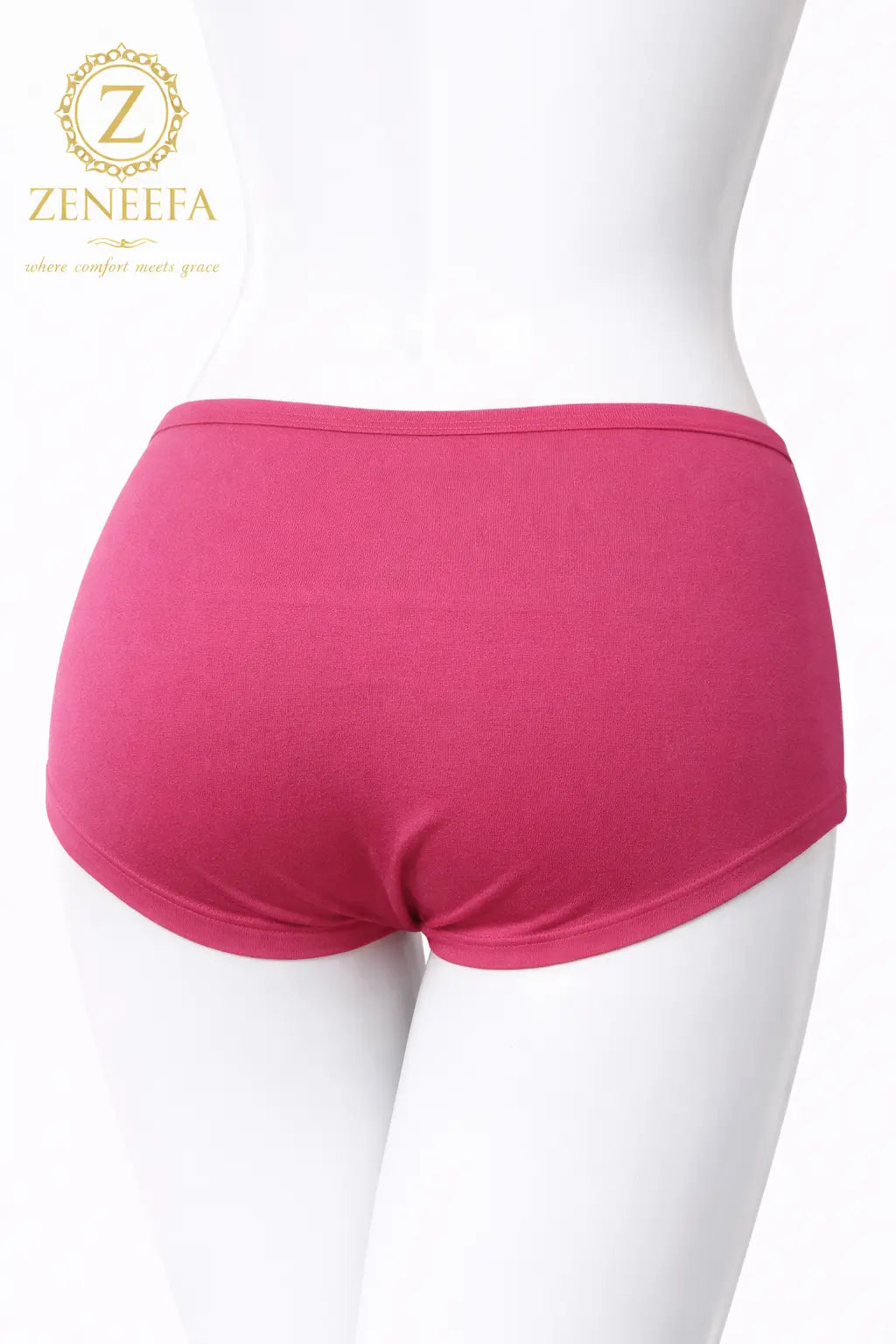 Zeneefa Front Net Cotton High-Waist Boyshort Panty – Breathable Lace Seamless Innerwear