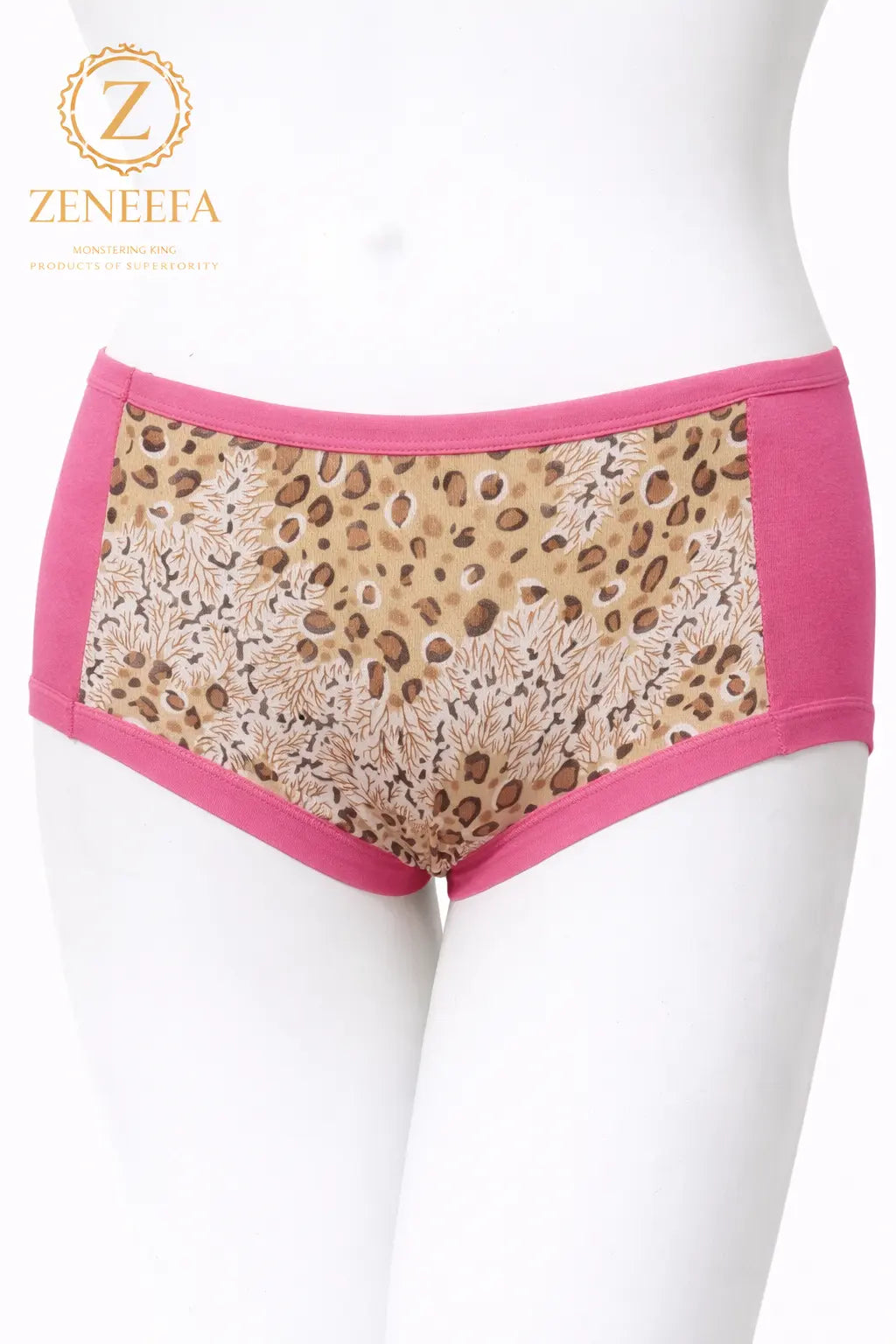 Zeneefa Tiger Print Cotton Panty – Soft Breathable Mid-Waist Comfortable Printed Inner-wear for Women