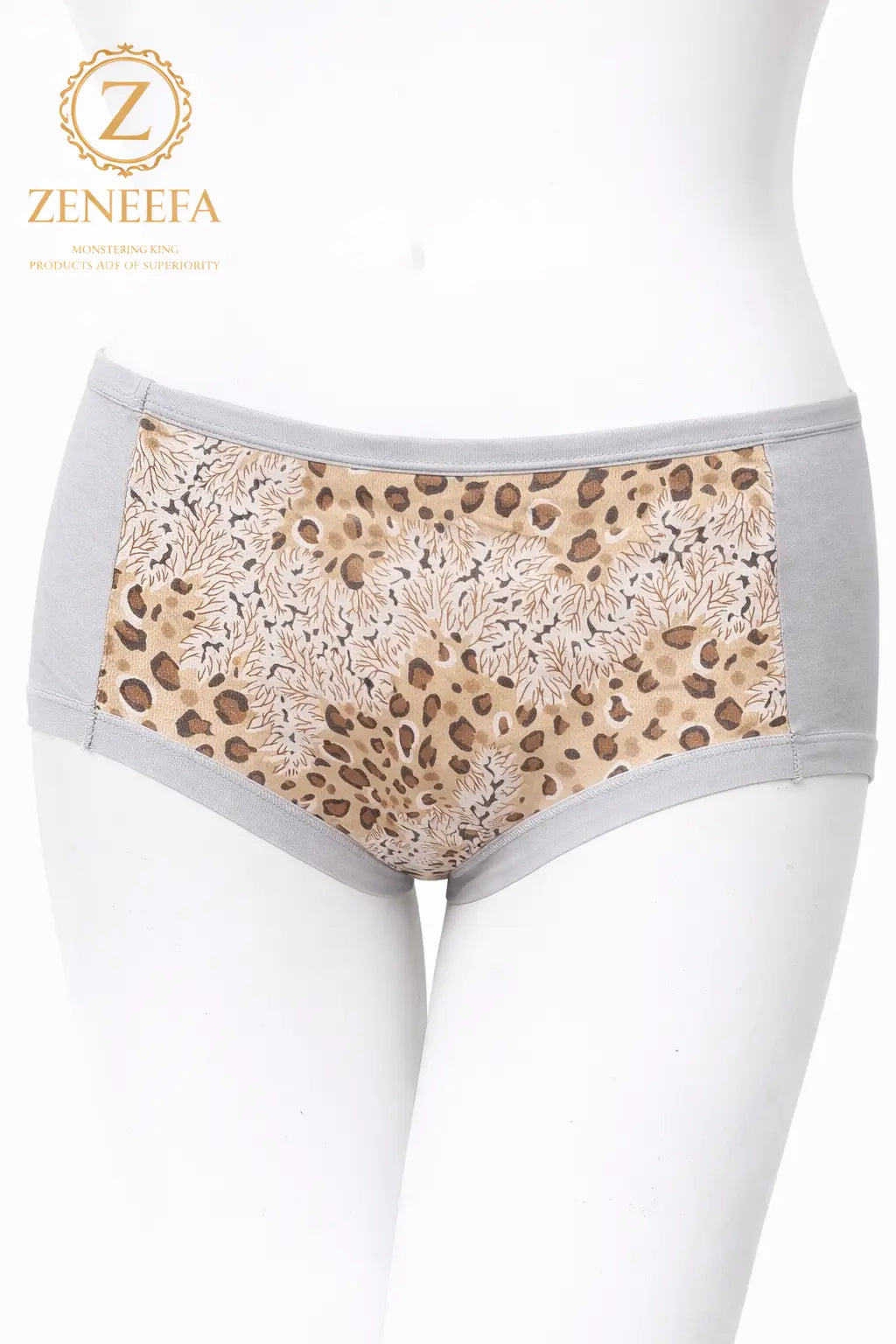 Zeneefa Tiger Print Cotton Panty – Soft Breathable Mid-Waist Comfortable Printed Inner-wear for Women