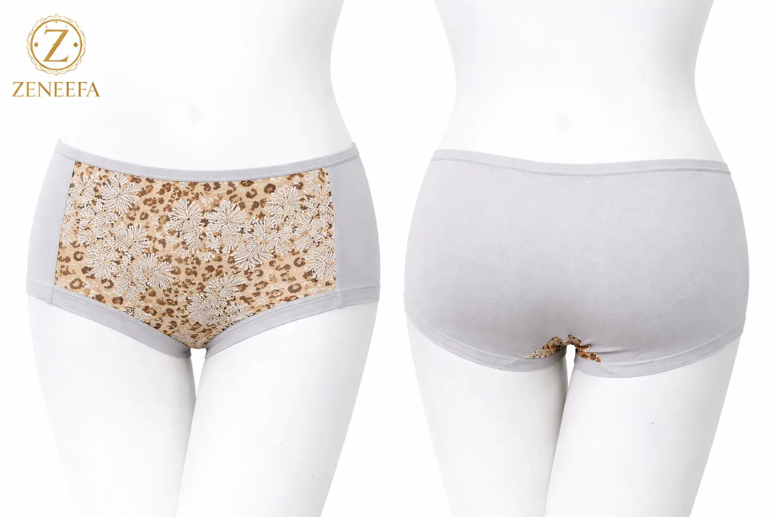 Zeneefa Tiger Print Cotton Panty – Soft Breathable Mid-Waist Comfortable Printed Inner-wear for Women