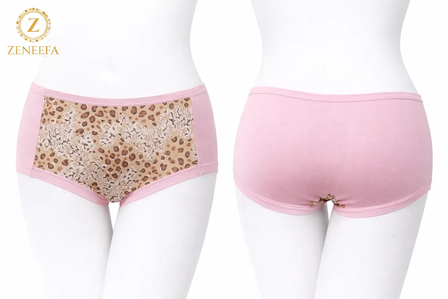 Zeneefa Tiger Print Cotton Panty – Soft Breathable Mid-Waist Comfortable Printed Inner-wear for Women