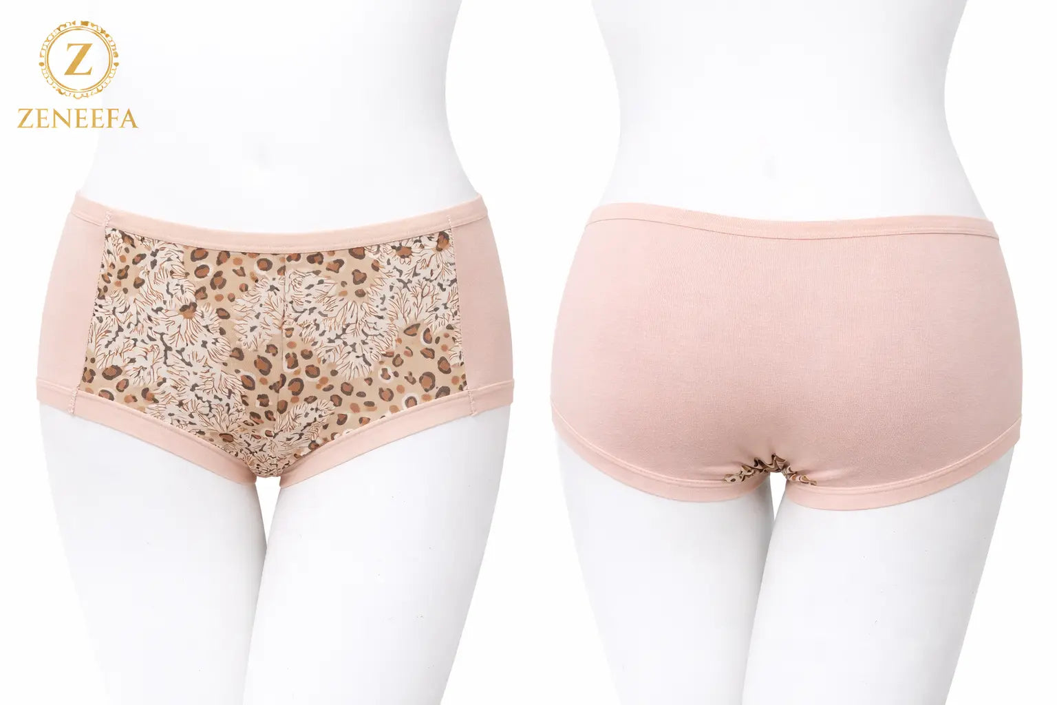 Zeneefa Tiger Print Cotton Panty – Soft Breathable Mid-Waist Comfortable Printed Inner-wear for Women