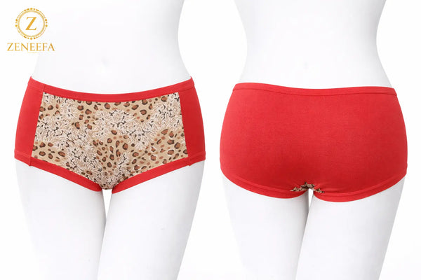 Zeneefa Tiger Print Cotton Panty – Soft Breathable Mid-Waist Comfortable Printed Inner-wear for Women
