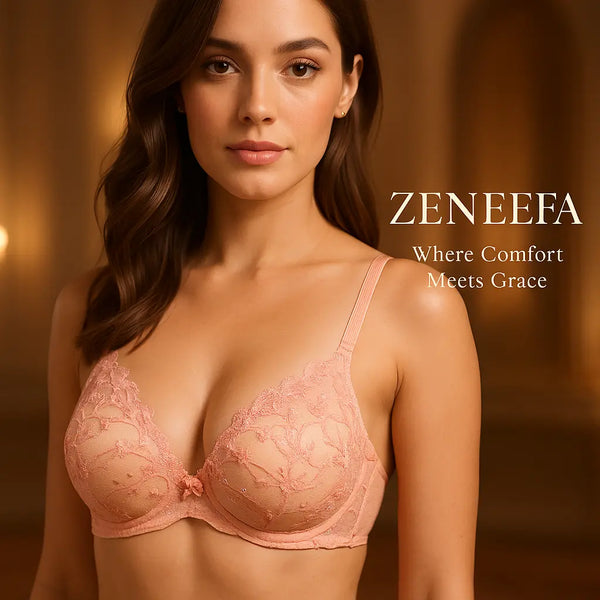 Zeneefa Premium Floral Lace Support Bra – Elegant Daily Lift & Comfort
