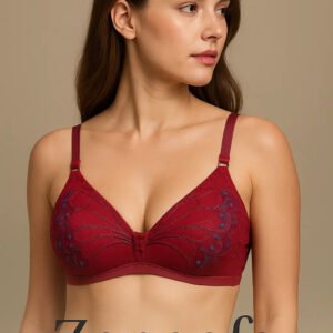 Zeneefa Butterfly Embroidered Soft Cup Bra – Elegant Daily Comfort & Natural Lift